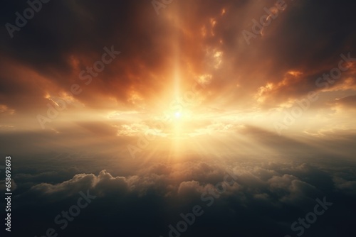 A captivating image of the sun shining brightly through the clouds. Perfect for adding a touch of warmth and positivity to any project or design.