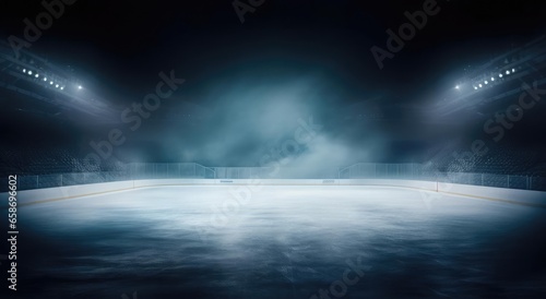 Ice arena, nobody. Dramatic lighting photo