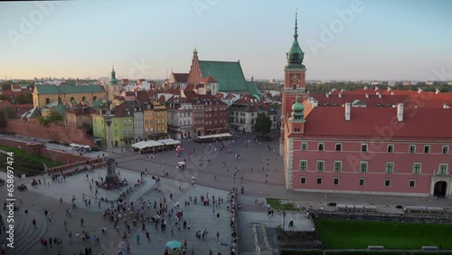 Aerial view of Castle Square Warsaw Royal Castle - Warsaw, Poland