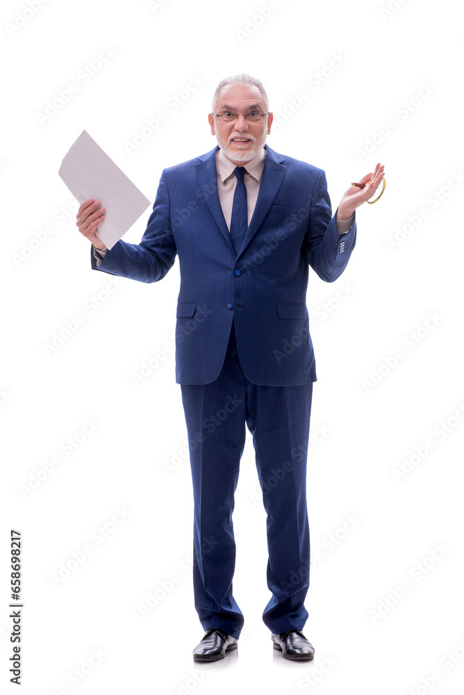 Old businessman isolated on white Old businessman isolated on white
