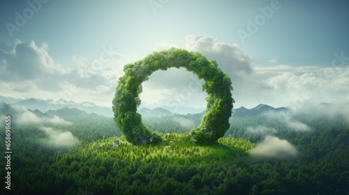 Eternal and infinite circular economy icon resembling a lush forest 3D rendering