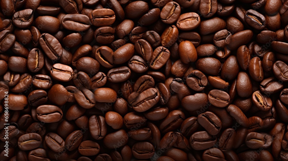 Naklejka premium Coffee beans when roasted make a good background