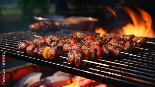 Barbecue party at summer ca...