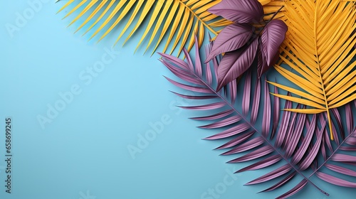 Exotic palm leaves on vibra...