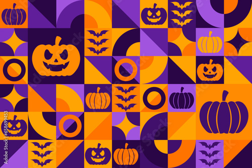 Happy Halloween. Seamless geometric pattern. Template for background  banner  card  poster. Vector EPS10 illustration.