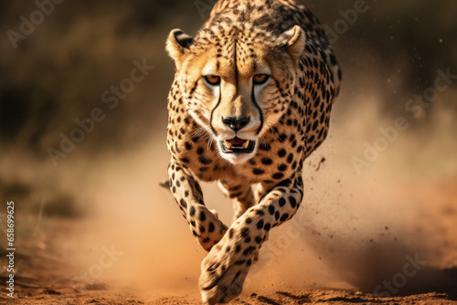 A cheetah in mid-sprint, showcasing its majestic agility and strength. © Mosaic Media