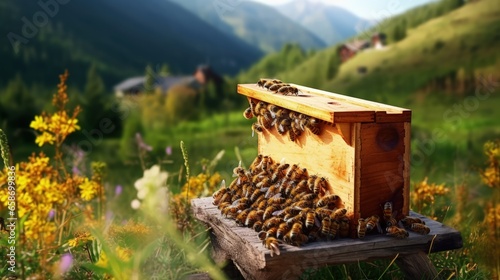 Beehives on a mountain apia...