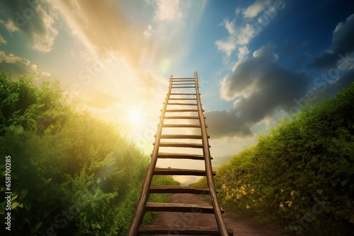 Exploring new paths - the ladder of success towards the goal, fresh start and new beginnings. Generative AI