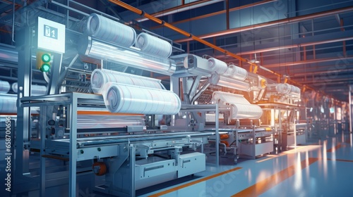 Factory features an automated production line for plastic bag manufacturing