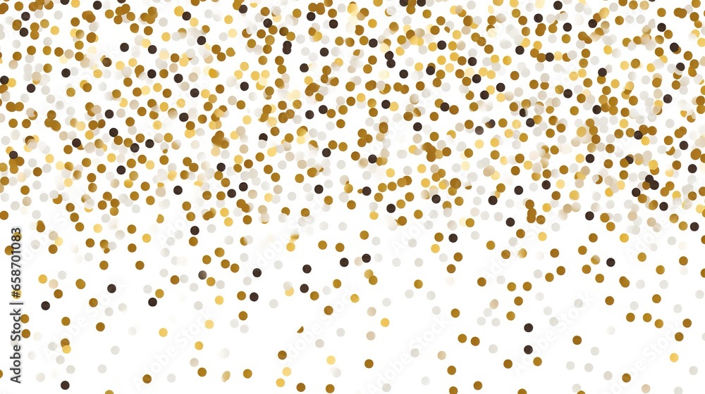 confetti, gold sequins, bokeh, abstract background with splashes of gold paint.