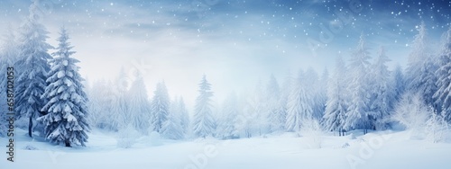 christmas festive background Snowfall Tranquil Christmas scene with falling snow and fir trees. Empty  copy space for creative ideas space xmas joyful greeting seasonal backdrop © VERTEX SPACE