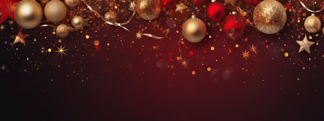 banner of christmas greeting festive celebration cheerful bokeh light christmas ornate decoration in composition with happiness joyful backdrop template background