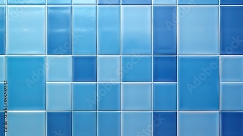Blue ceramic wall and floor tiles with a mosaic pattern in bathroom and kitchen Geometric design with a grid texture for pool decoration Simple and clean abstract surface