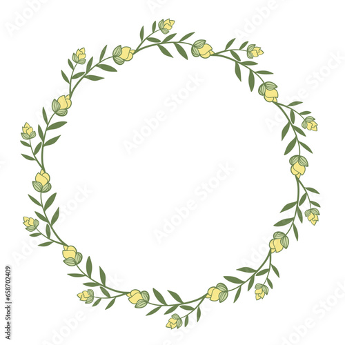 yellow flower plant herb art drawn round frame