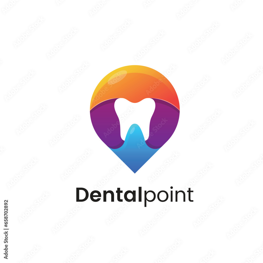 Abstract dentist logo design. Gradient 3d tooth with point. Vector and illustration. Abstract dentist logo design. Gradient 3d tooth with point. Vector and illustration.