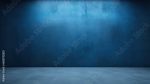 Abstract blue paper texture on the walls and floor of an empty photo studio