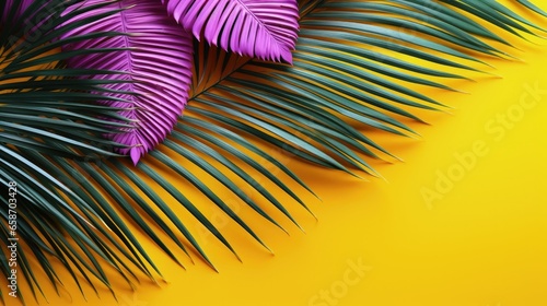 Exotic palm leaves on vibra...