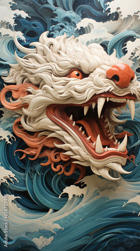 Wallpaper Mural Paper Sculpture of Traditional Gods and Goddesses,Paper Sculpture of a Dragon Amidst Floral Bloom,chinese dragon statue Torontodigital.ca