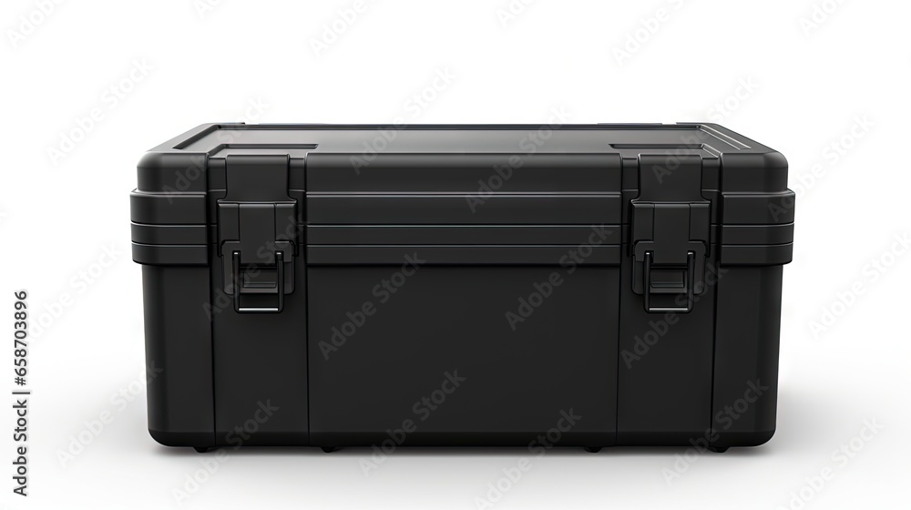 Black storage box on white background with clipping path Black storage box on white background with clipping path