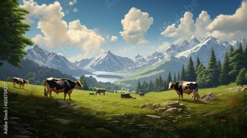 Cows grazing