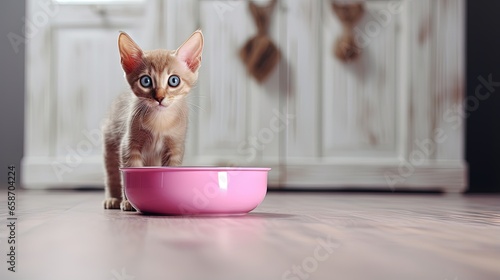 Cute purebred kitten approa...