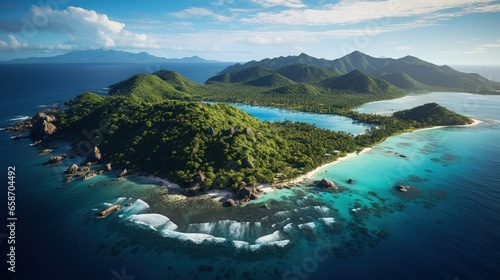 Photographie A westward aerial view of Silhouette island in the Seychelles located in the Ind