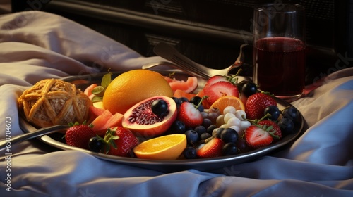 Fruit and pastries on a tra...