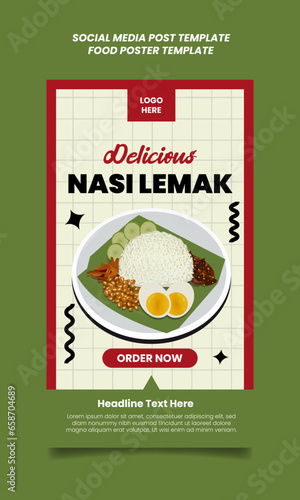 Vector malaysian food menu promotion social media instagram post banner template