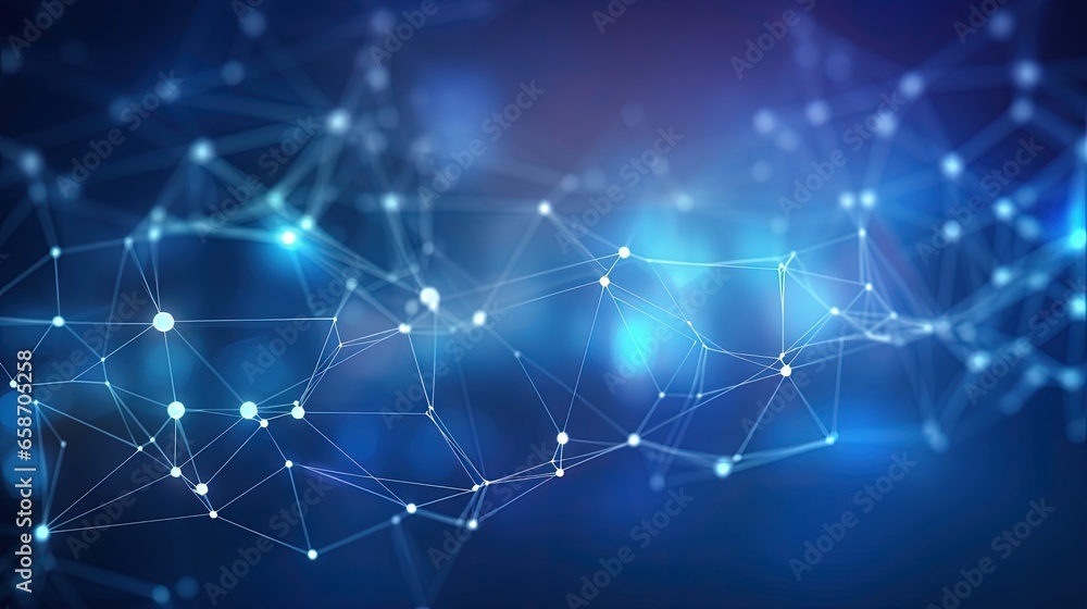 Abstract technology network with connected line dots on blue polygon background Abstract technology network with connected line dots on blue polygon background