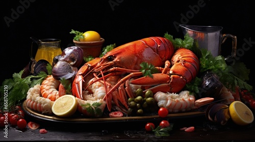 Lobster crab and jumbo shri...