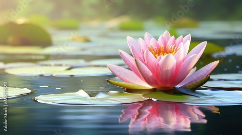 Gorgeous pink lotus in lake