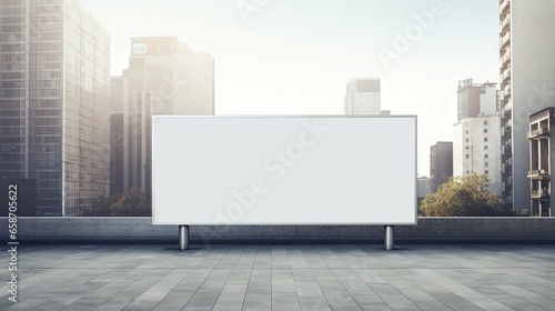 Empty horizontal billboard in downtown with ample space for advertising communication and marketing rendered as a 3D illustration mockup