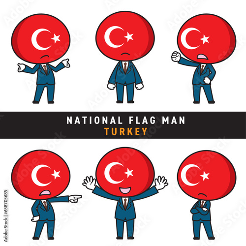 トルコの国旗を擬人化したキャラクターセット