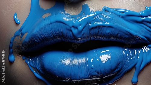 Blue cosmetic smudge in liq...