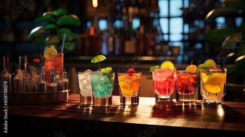 Cocktails are on the bar in...