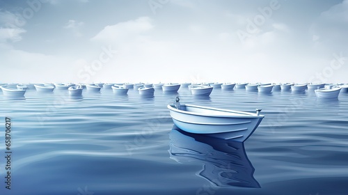 Blue leader boat leading wh...