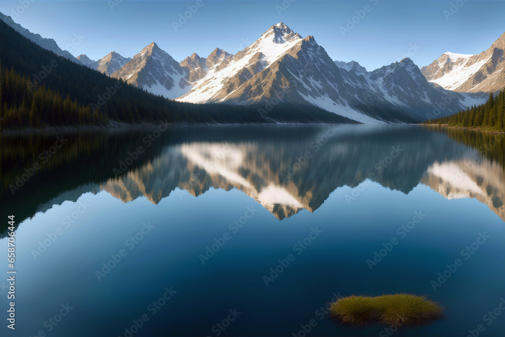 Sheer beauty of mountains in the tranquil waters of  a lake for World Mountain Day (11th December)