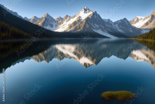 Sheer beauty of mountains in the tranquil waters of  a lake for World Mountain Day  11th December 
