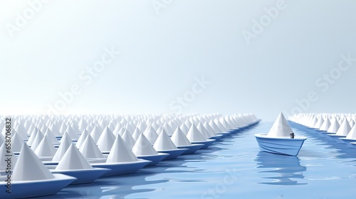 Blue leader boat leading wh...