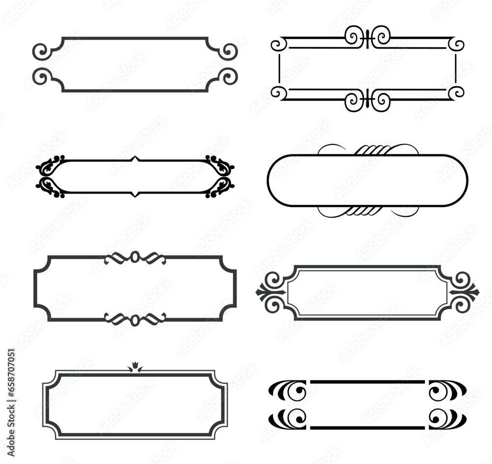 Eight ornamental frames set vector