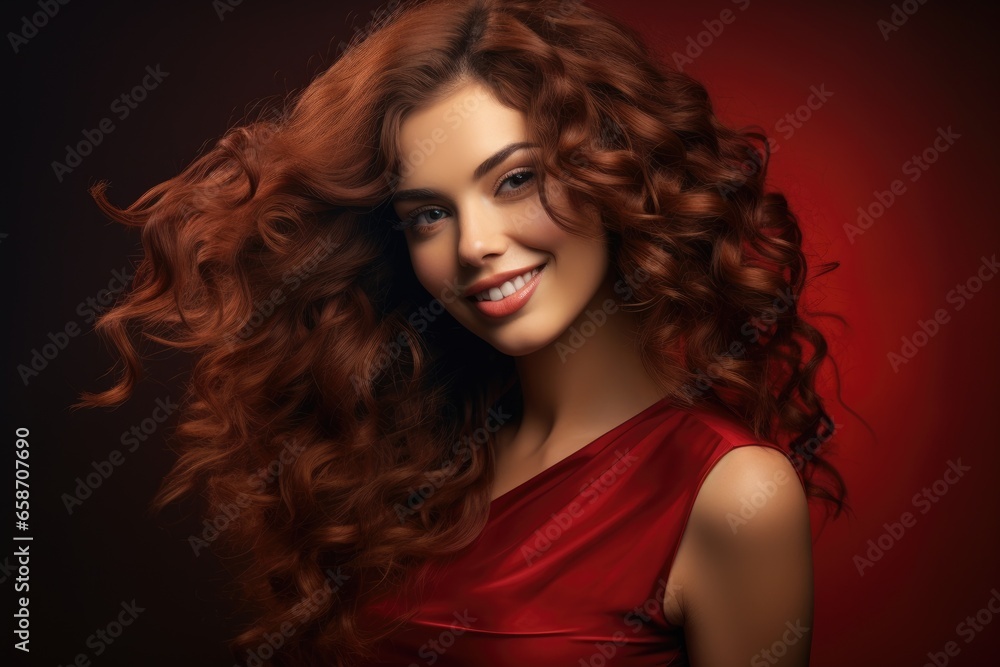 Fototapeta premium A stunning redhead woman posing for a captivating portrait