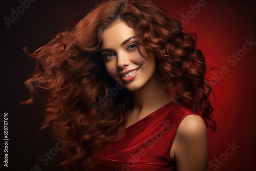A stunning redhead woman posing for a captivating portrait