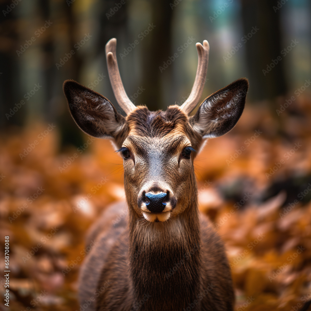 Serene Encounter: Doe in the Autumn Woods,deer in the woods,deer in the forest Serene Encounter: Doe in the Autumn Woods,deer in the woods,deer in the forest