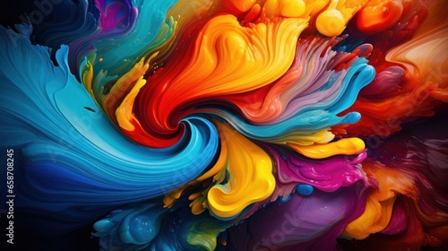Vibrant swirls of primary colors merge  creating a kaleidoscope effect.