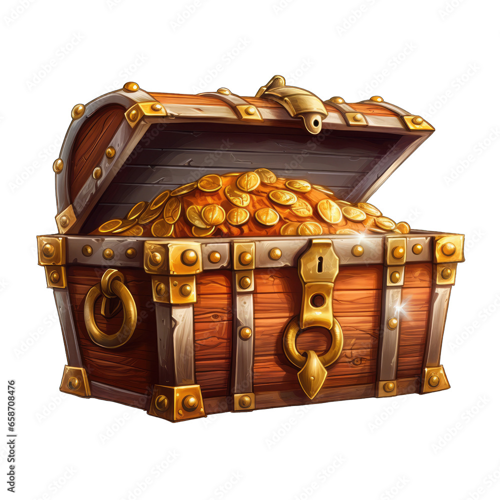 treasure chest with gold coins Stock Illustration | Adobe Stock