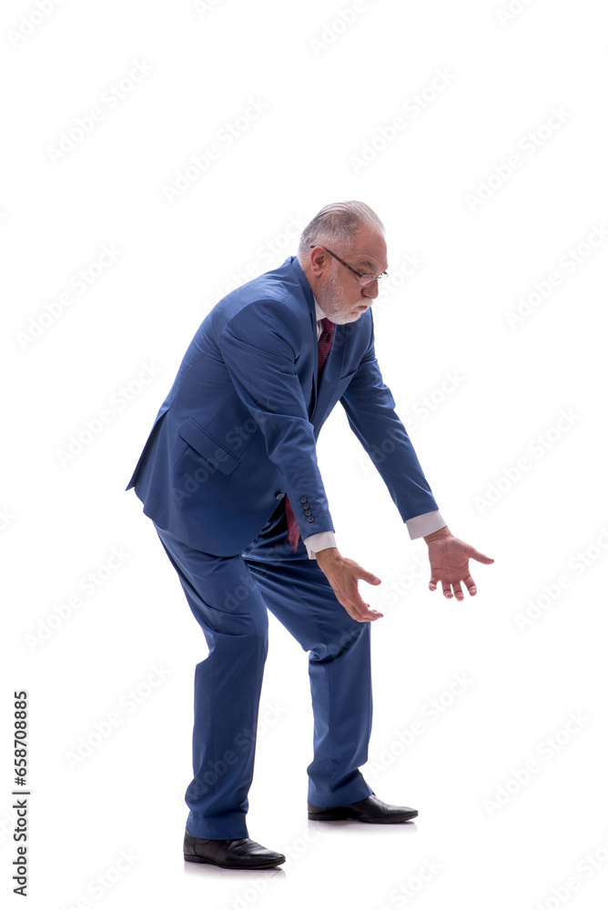 Old businessman isolated on white