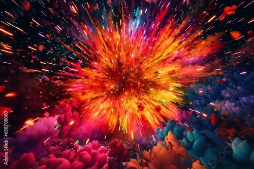 Vibrant celebratory display. Festive explosion of colors. Generative AI