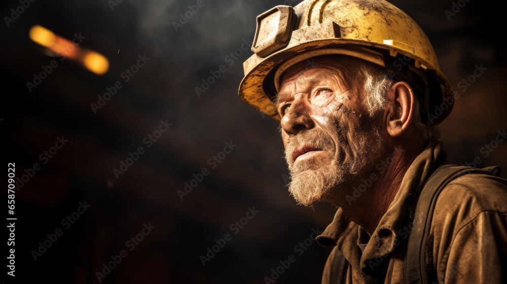 Fototapeta premium gold or coal mine worker, miner