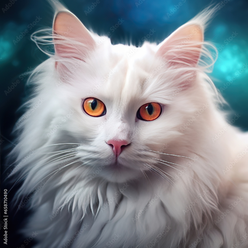 Inquisitive White Cat with Orange Eyes,close up of a cat,portrait of a cat,white persian cat Inquisitive White Cat with Orange Eyes,close up of a cat,portrait of a cat,white persian cat