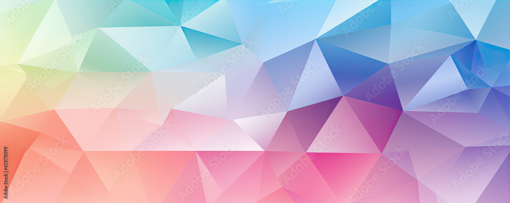 Fototapeta premium Triangle color shape background. Pastel triangle Grid Mosaic rainbow. Pastel triangle rainbow coloring. wide banner